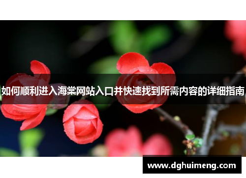 如何顺利进入海棠网站入口并快速找到所需内容的详细指南 如何顺利进入海棠网站入口并快速找到所需内容的详细指南