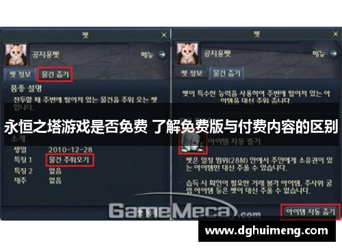 永恒之塔游戏是否免费 了解免费版与付费内容的区别 永恒之塔游戏是否免费 了解免费版与付费内容的区别